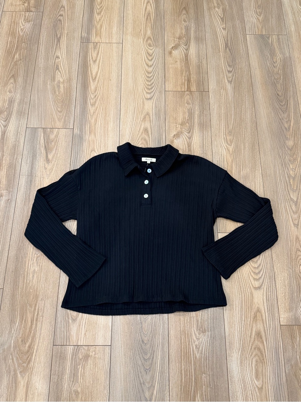 MADEWELL Black Long Sleeve Polo Shirt